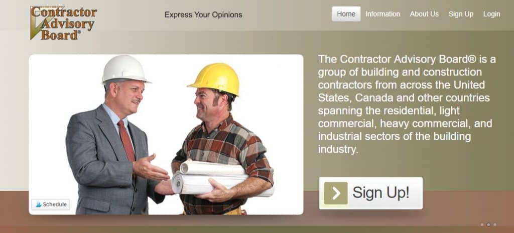 Contractor Advisory Board homepage preview