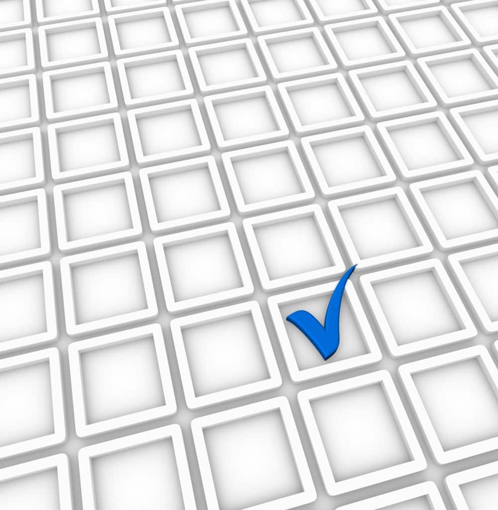 empty checkboxes and one blue survey checkmark