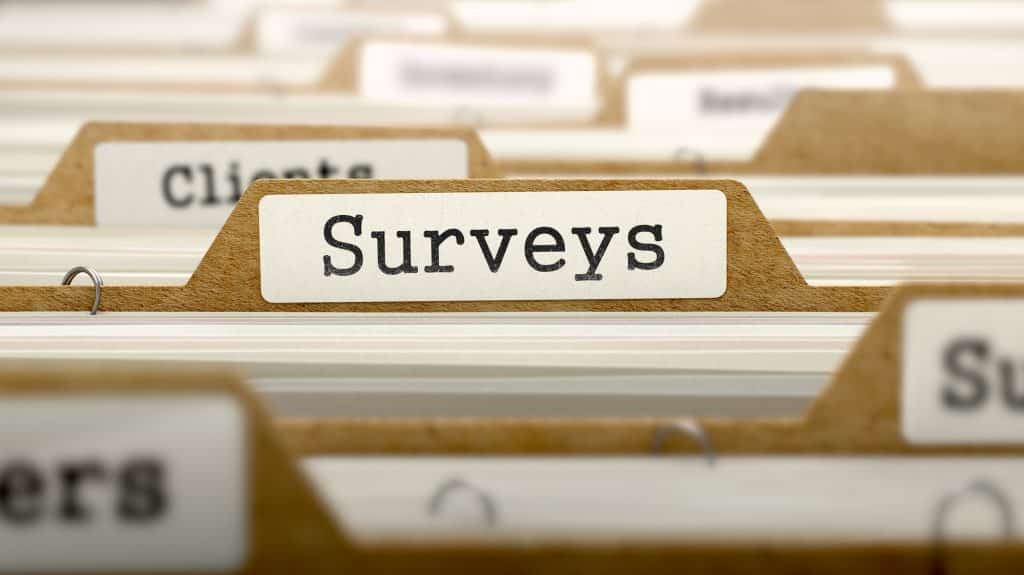 surveys information marked on a folder tag