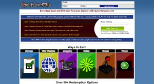 QuickRewards homepage