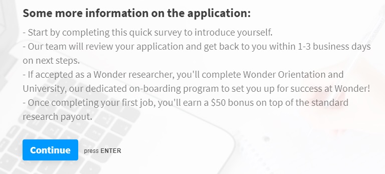 askwonder application page