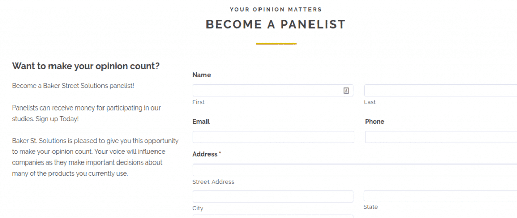 become a panelist form page