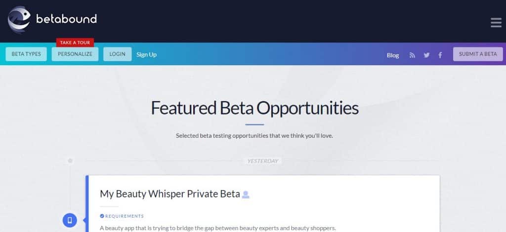 betabound homepage preview