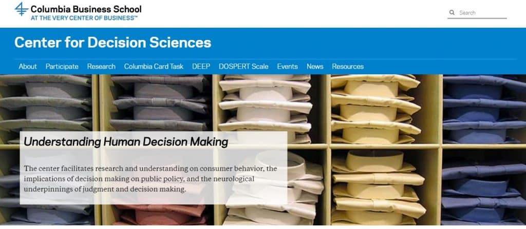 center for the decision sciences homepage preview