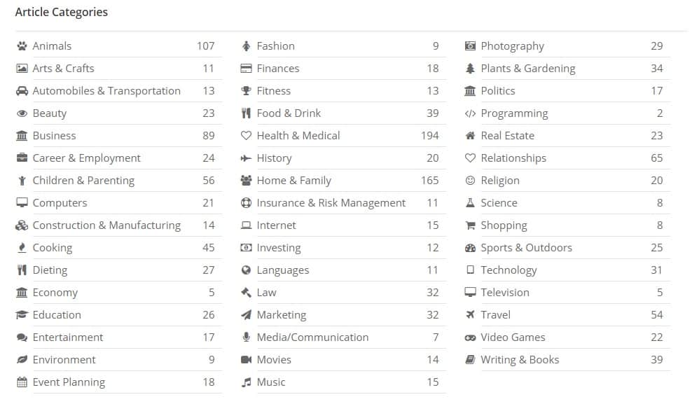 contentgatherer article categories preview