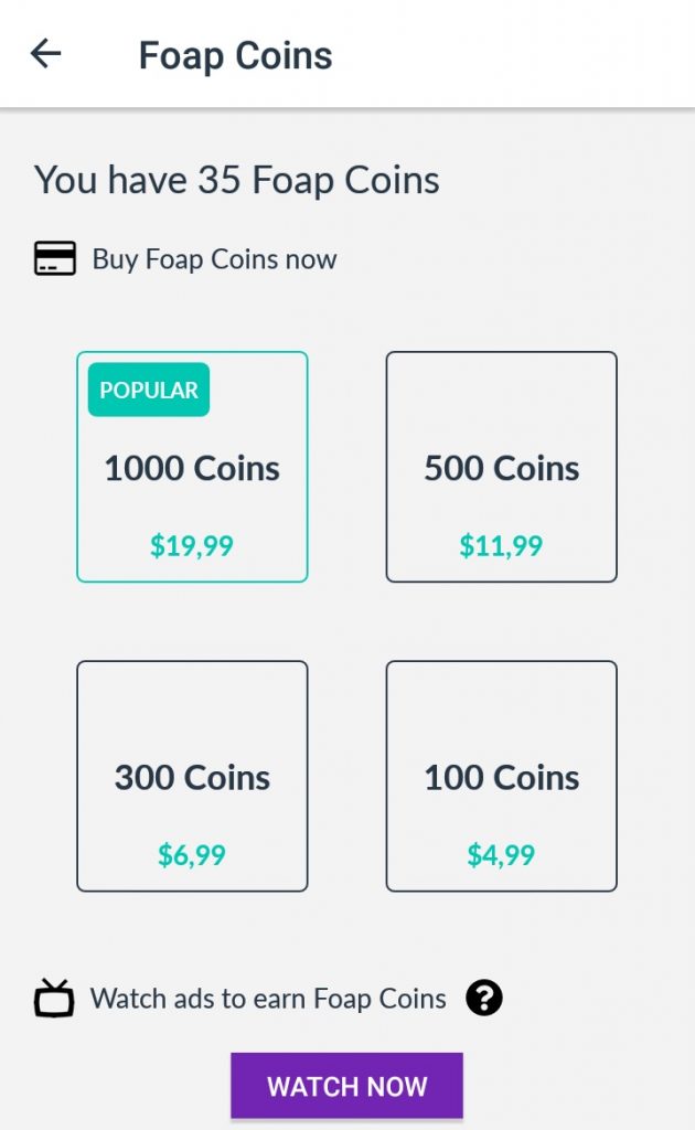 foap coins page preview