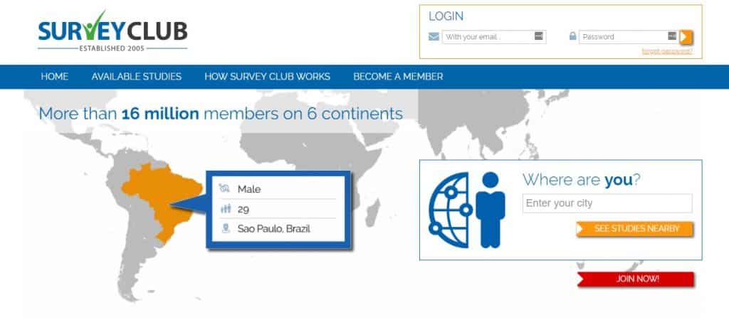 survey club homepage preview