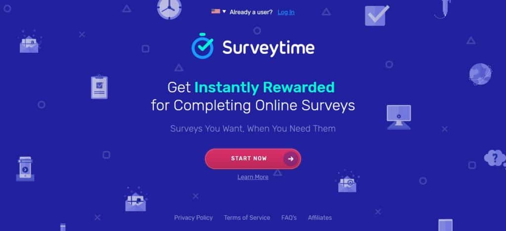 Surveytime's homepage preview