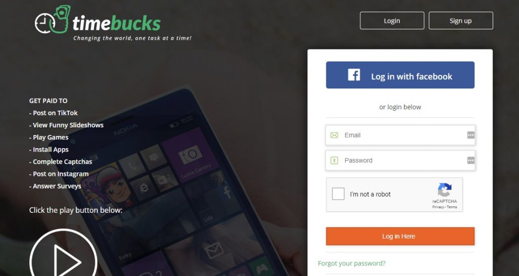 timebucks homepage preview