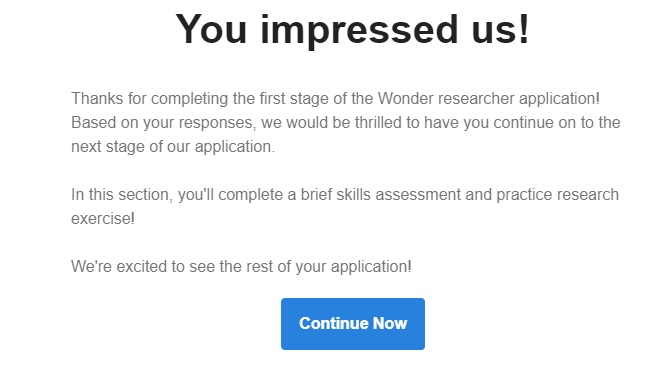 wonder only confirmation page